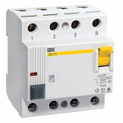 Выключатель дифференциального тока IEK четырехполюсный 25А 30mA тип АС ВД1-63, MDV10-4-025-030