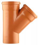 Тройник канализационный 45° оранжевый, наружный FLEXTRON