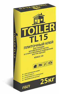 Клей для плитки Высокопрочный TOILER TL 15, 25 кг