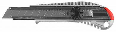 Нож ЗУБР МАСТЕР металлический корпус, механический фиксатор, 18мм