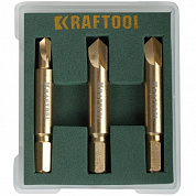 Набор экстракторов KRAFTOOL для выкручивания крепежа с износом граней шлица до 95%, 3 предмета